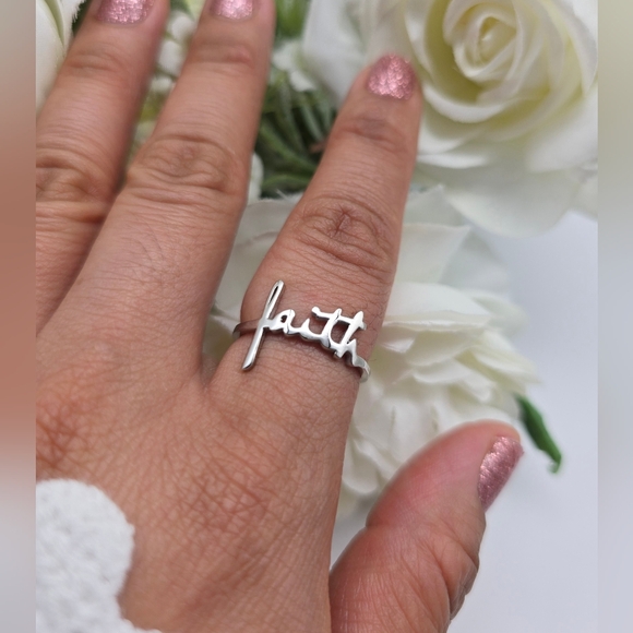 ❤️ MY FAITH STERLING SILVER RING - Picture 6 of 8